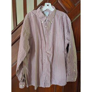 L.L.Bean Mens Wrinkle-Resistant Striped Button-Up Shirt Size 18 1/2 34-35 Cotton